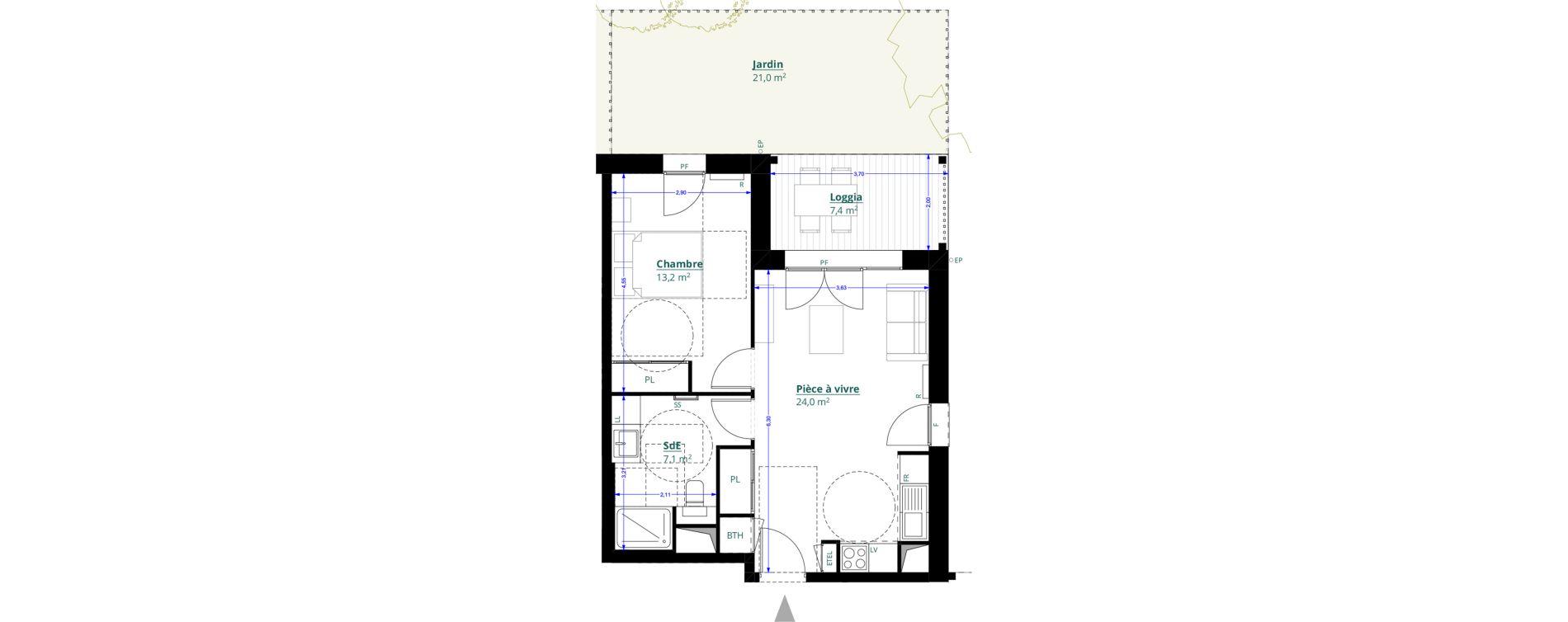 Appartement T2 de 44,30 m2 &agrave; L&eacute;ognan Centre