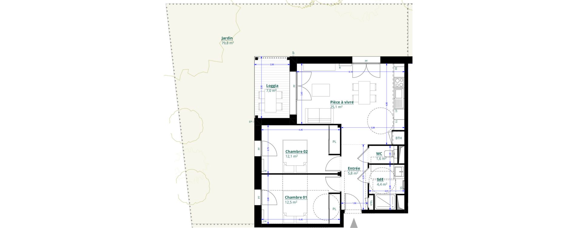 Appartement T3 de 61,50 m2 &agrave; L&eacute;ognan Centre