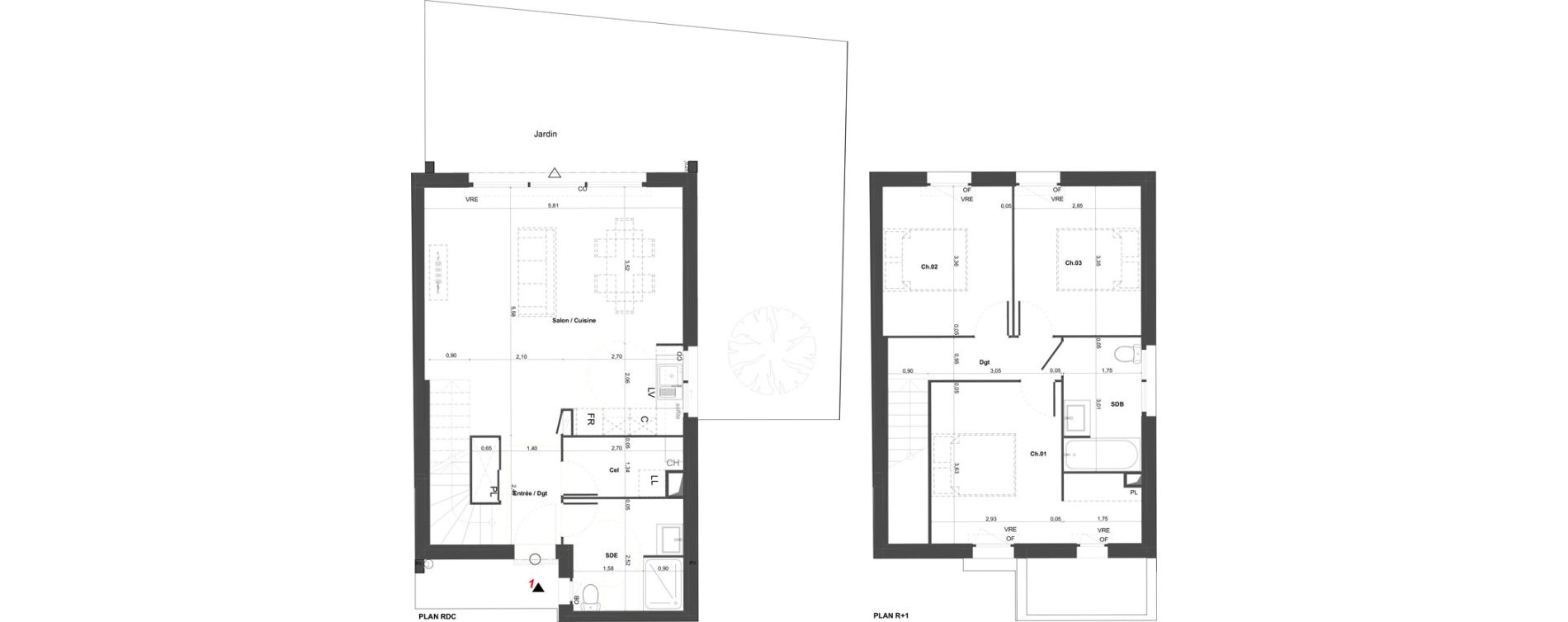 Maison T4 de 89,40 m2 &agrave; L&eacute;ognan Centre