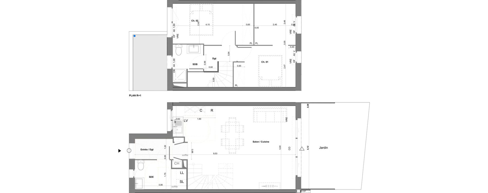 Maison T3 de 72,80 m2 &agrave; L&eacute;ognan Centre
