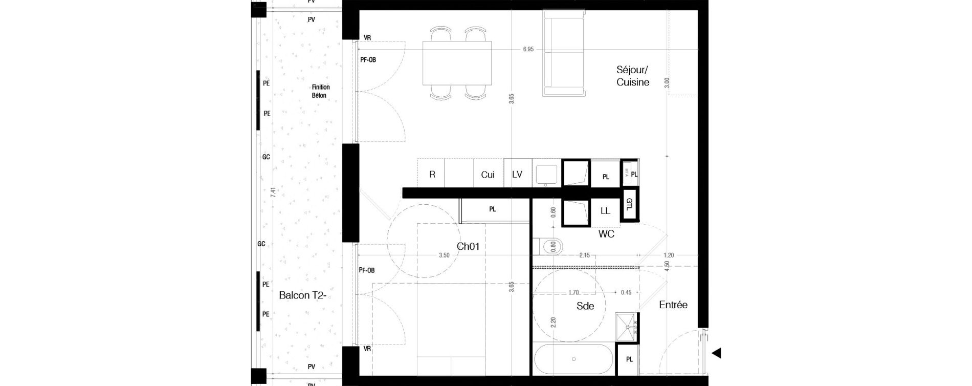 Appartement T2 de 49,20 m2 &agrave; Lormont La ramade