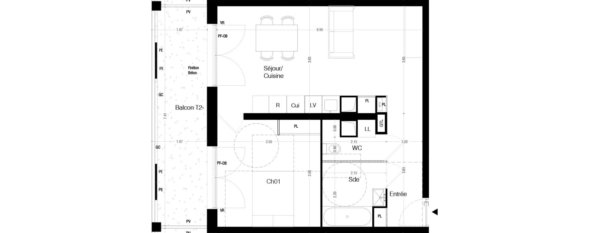 Appartement T2 de 49,30 m2 &agrave; Lormont La ramade