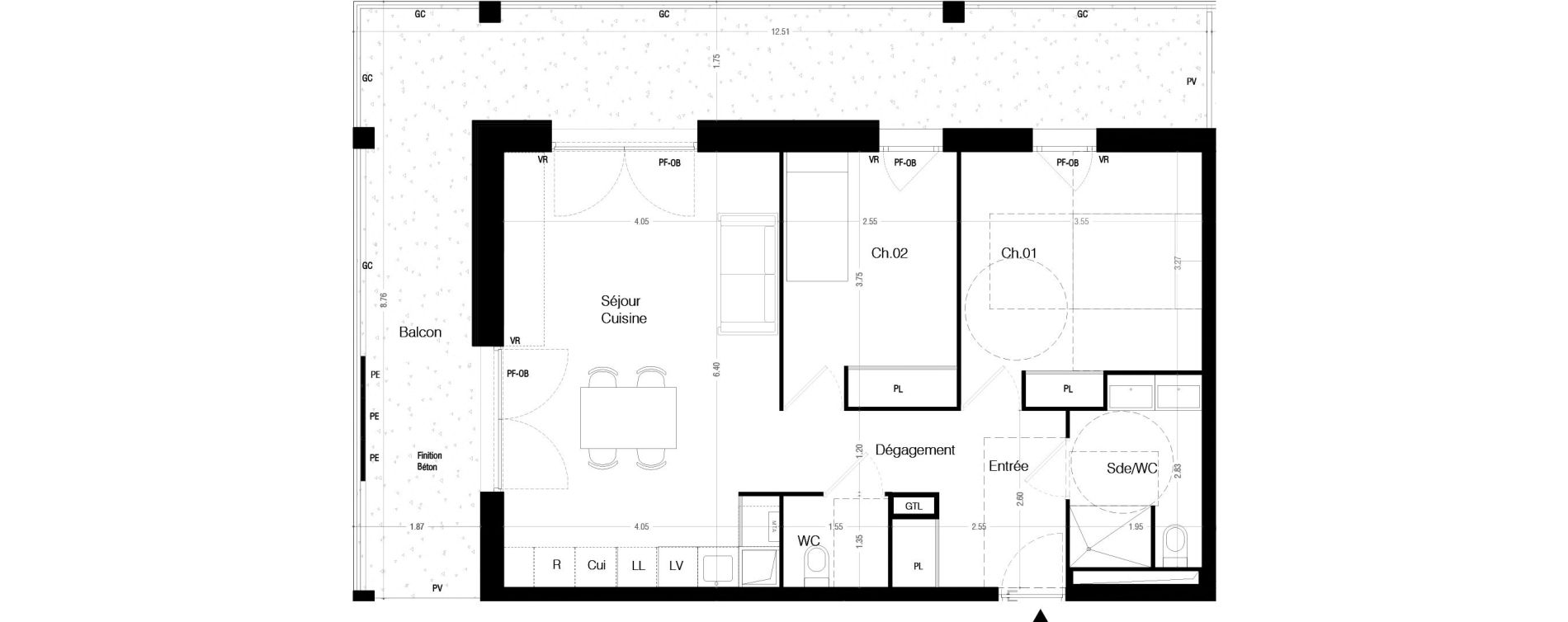 Appartement T3 de 63,10 m2 &agrave; Lormont La ramade