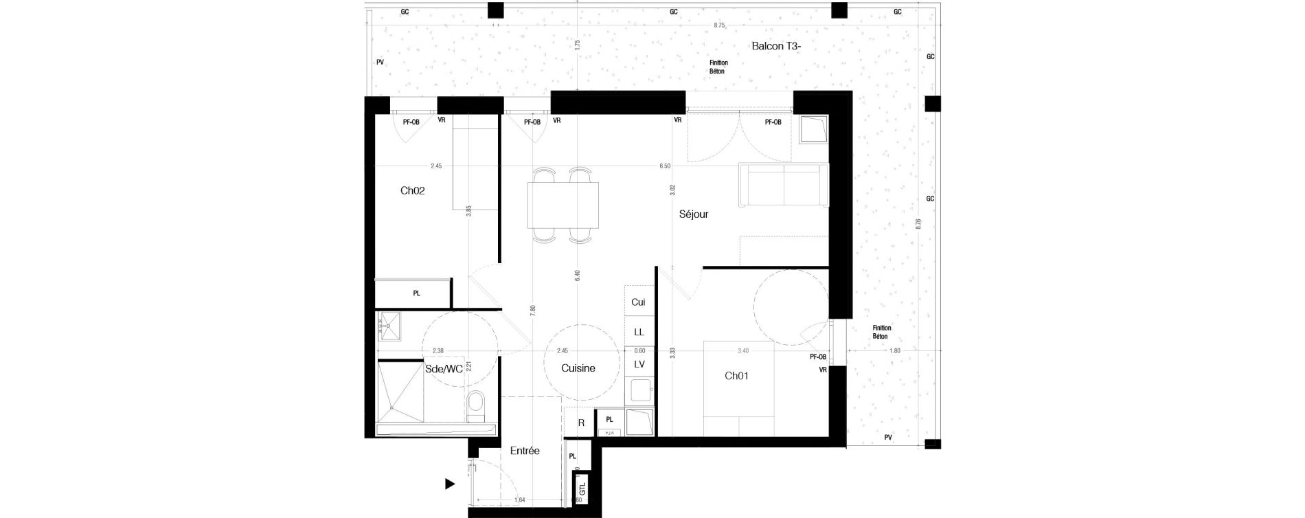 Appartement T3 de 57,70 m2 &agrave; Lormont La ramade