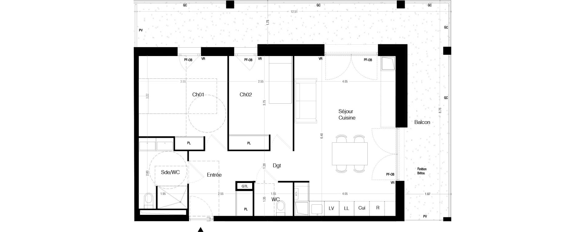 Appartement T3 de 62,70 m2 &agrave; Lormont La ramade