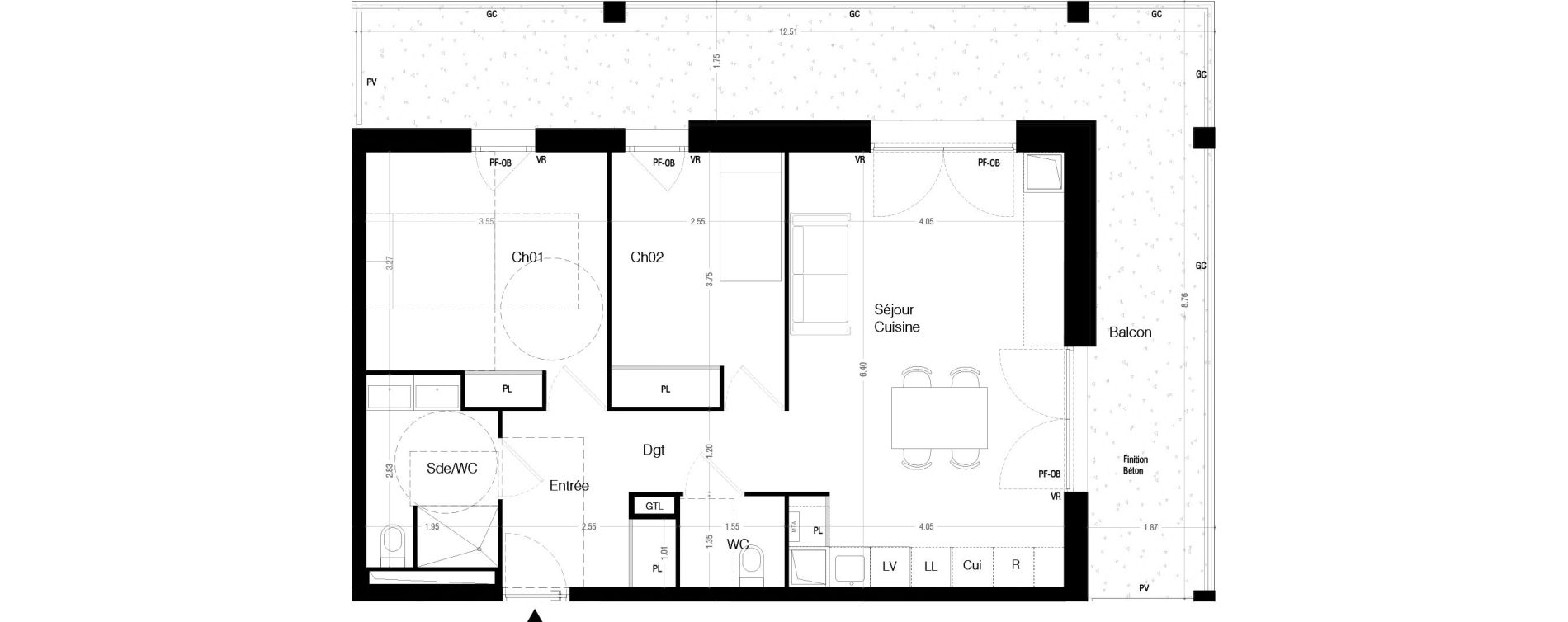 Appartement T3 de 62,70 m2 &agrave; Lormont La ramade