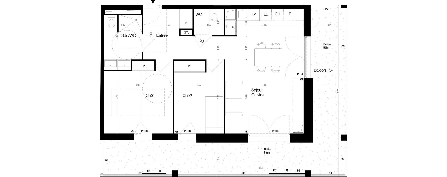 Appartement T3 de 62,70 m2 &agrave; Lormont La ramade