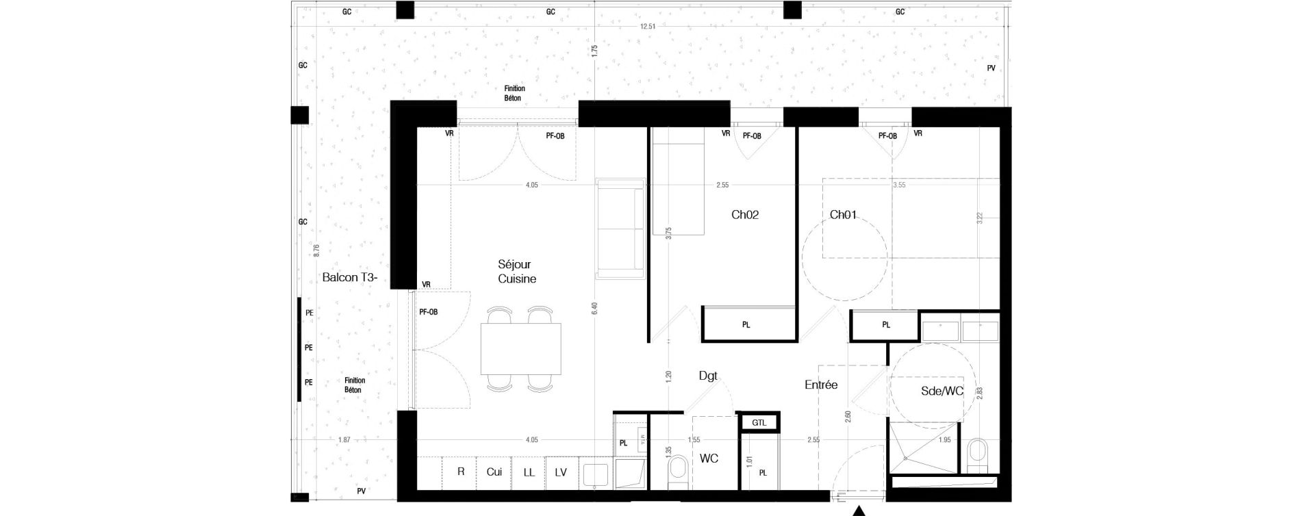 Appartement T3 de 63,10 m2 &agrave; Lormont La ramade