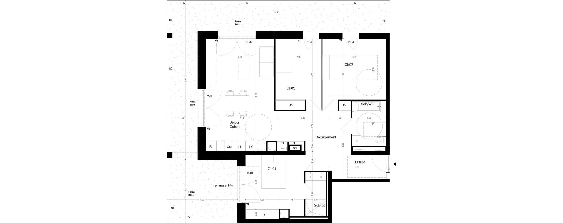 Appartement T4 de 84,00 m2 &agrave; Lormont La ramade