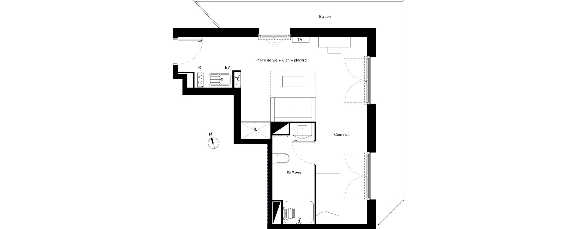 Appartement T1 de 32,40 m2 &agrave; Lormont La ramade