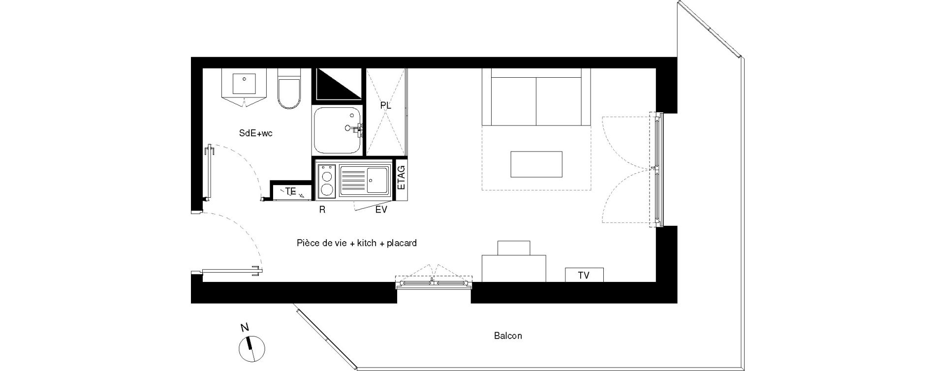 Appartement T1 de 22,91 m2 &agrave; Lormont La ramade