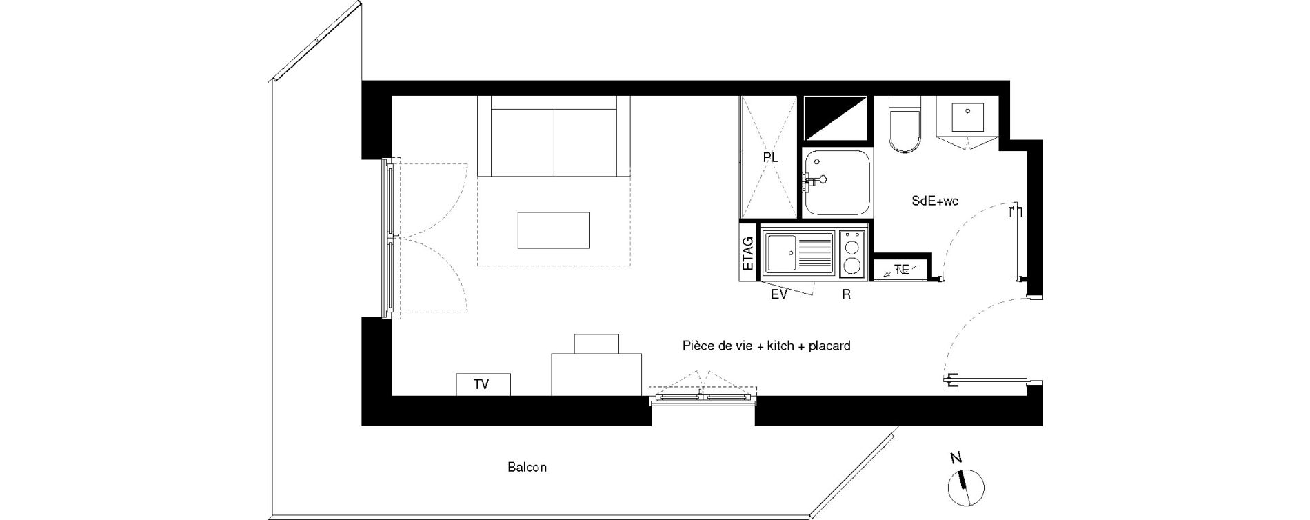 Appartement T1 de 22,73 m2 &agrave; Lormont La ramade