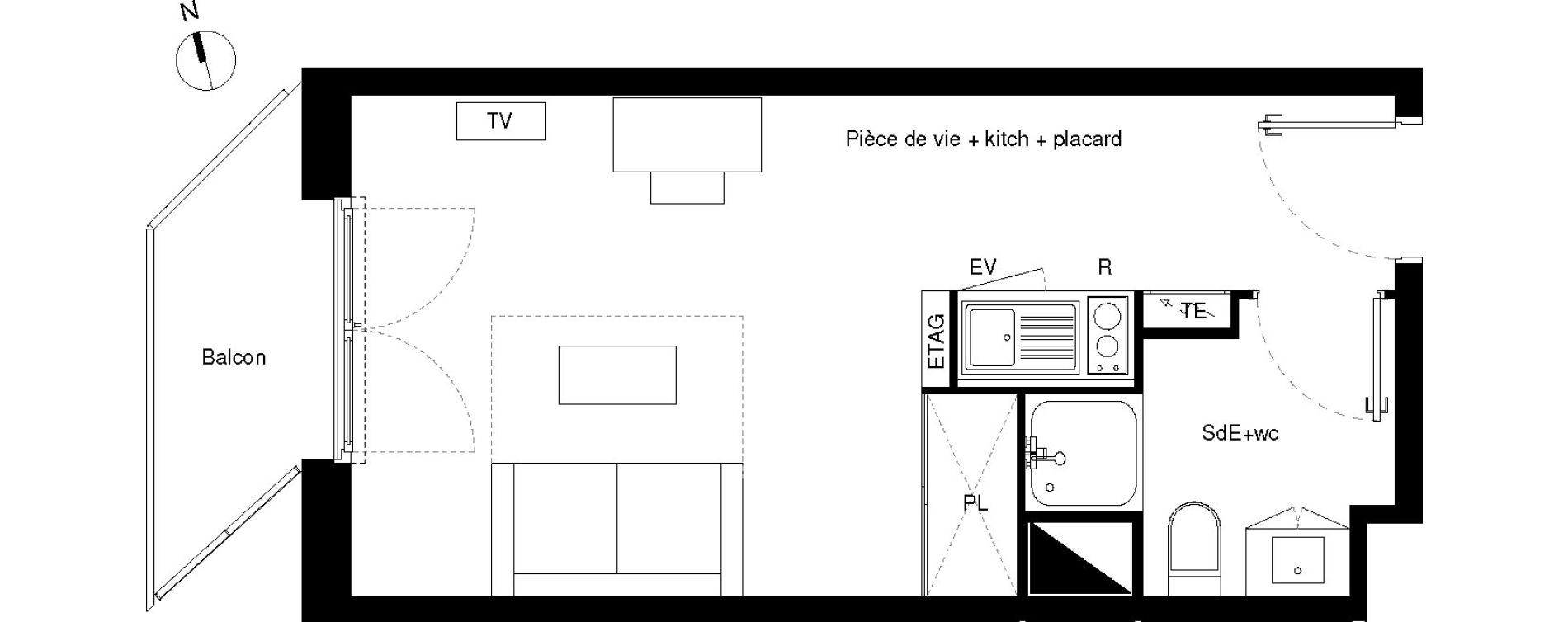 Appartement T1 de 23,11 m2 &agrave; Lormont La ramade