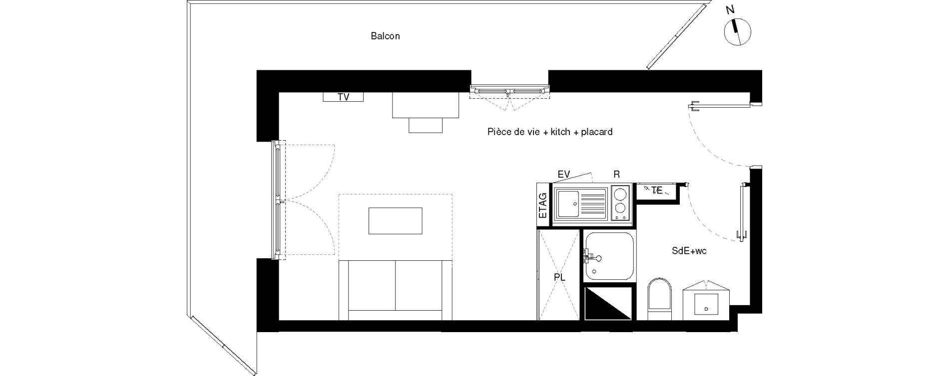 Appartement T1 de 23,51 m2 &agrave; Lormont La ramade