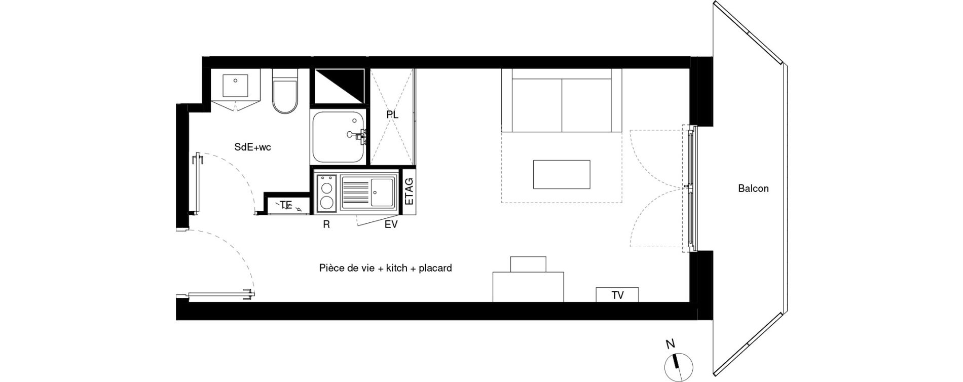 Appartement T1 de 22,43 m2 &agrave; Lormont La ramade