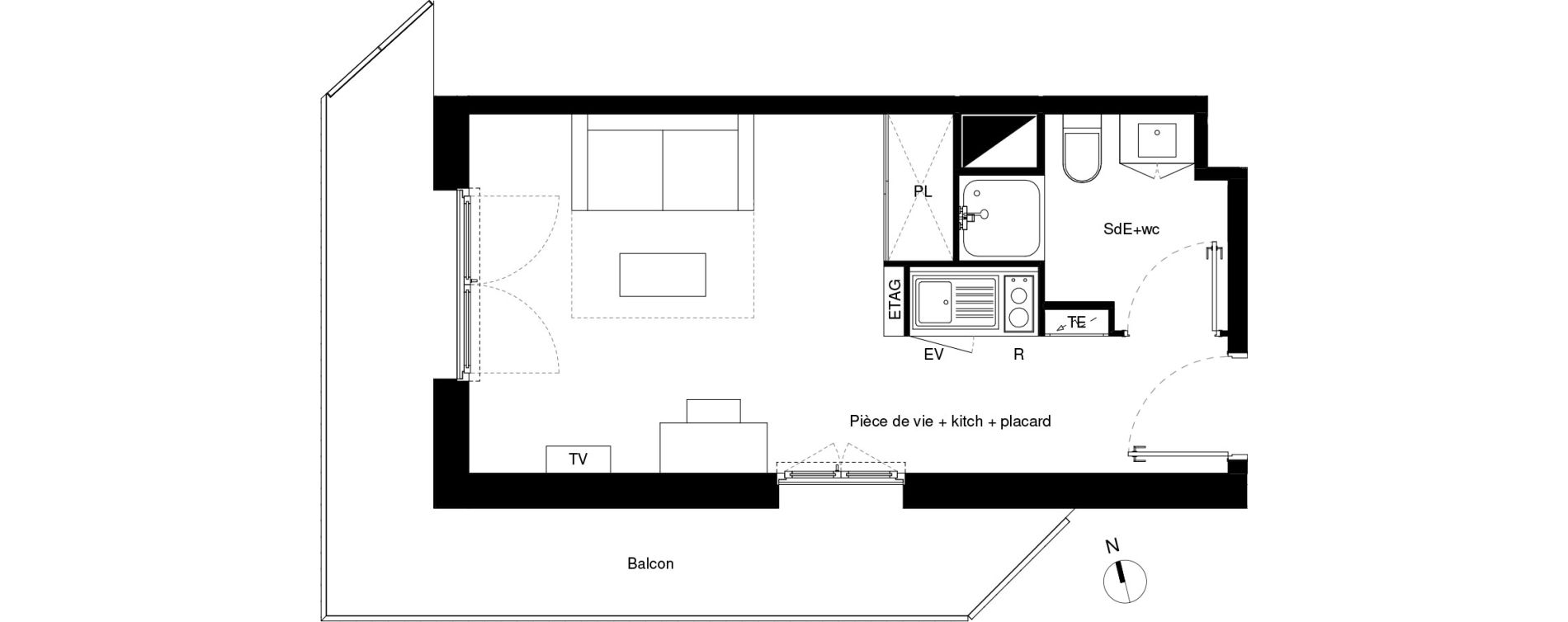 Appartement T1 de 22,73 m2 &agrave; Lormont La ramade