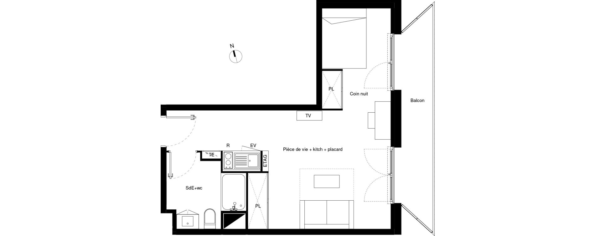 Appartement T1 de 32,47 m2 &agrave; Lormont La ramade