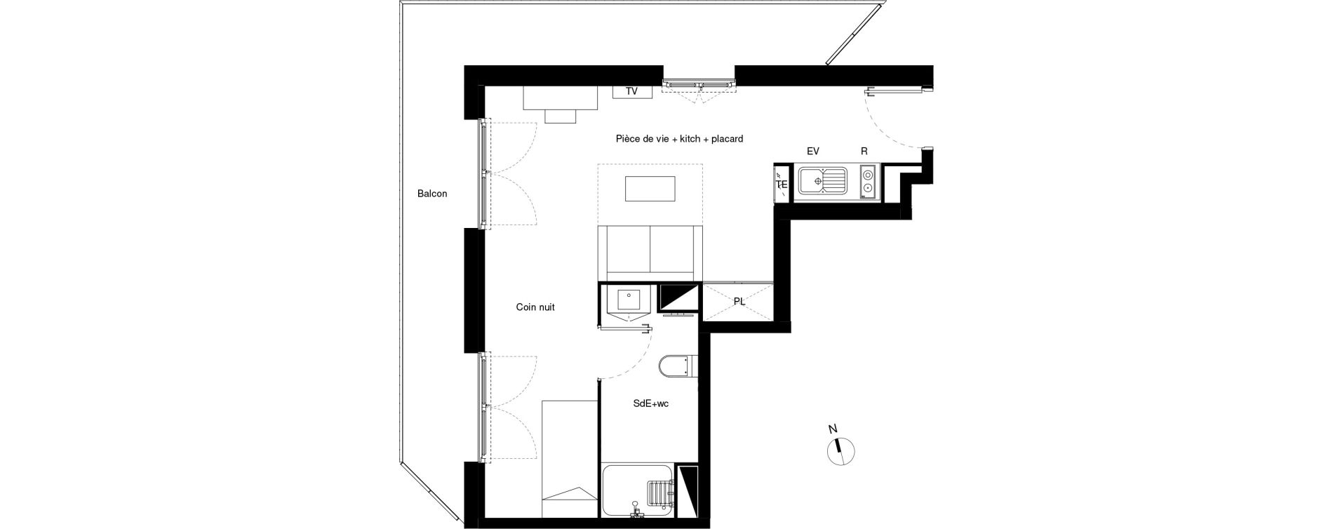 Appartement T1 de 31,94 m2 &agrave; Lormont La ramade