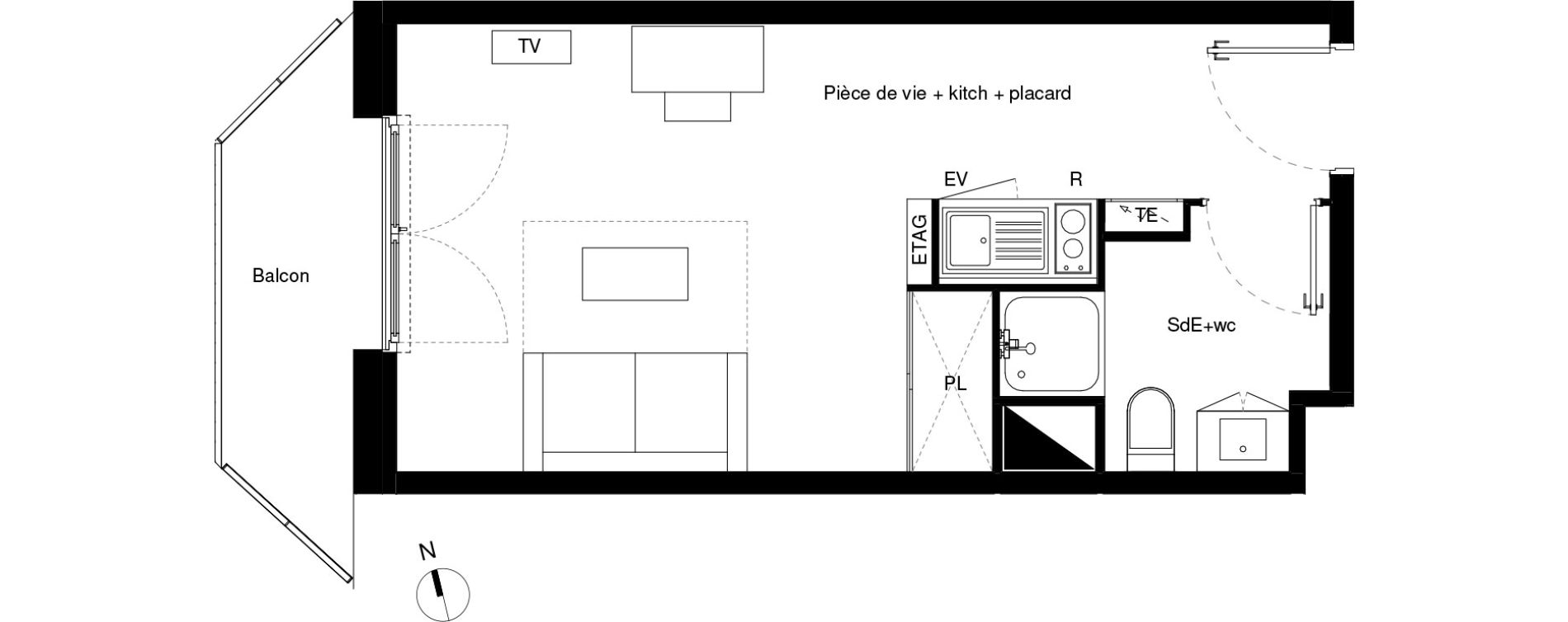 Appartement T1 de 23,11 m2 &agrave; Lormont La ramade