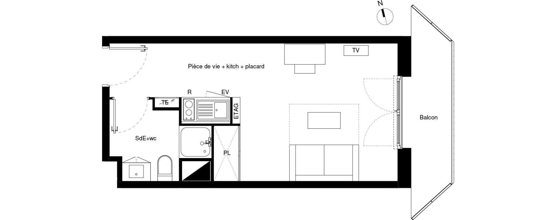Appartement T1 de 23,07 m2 &agrave; Lormont La ramade