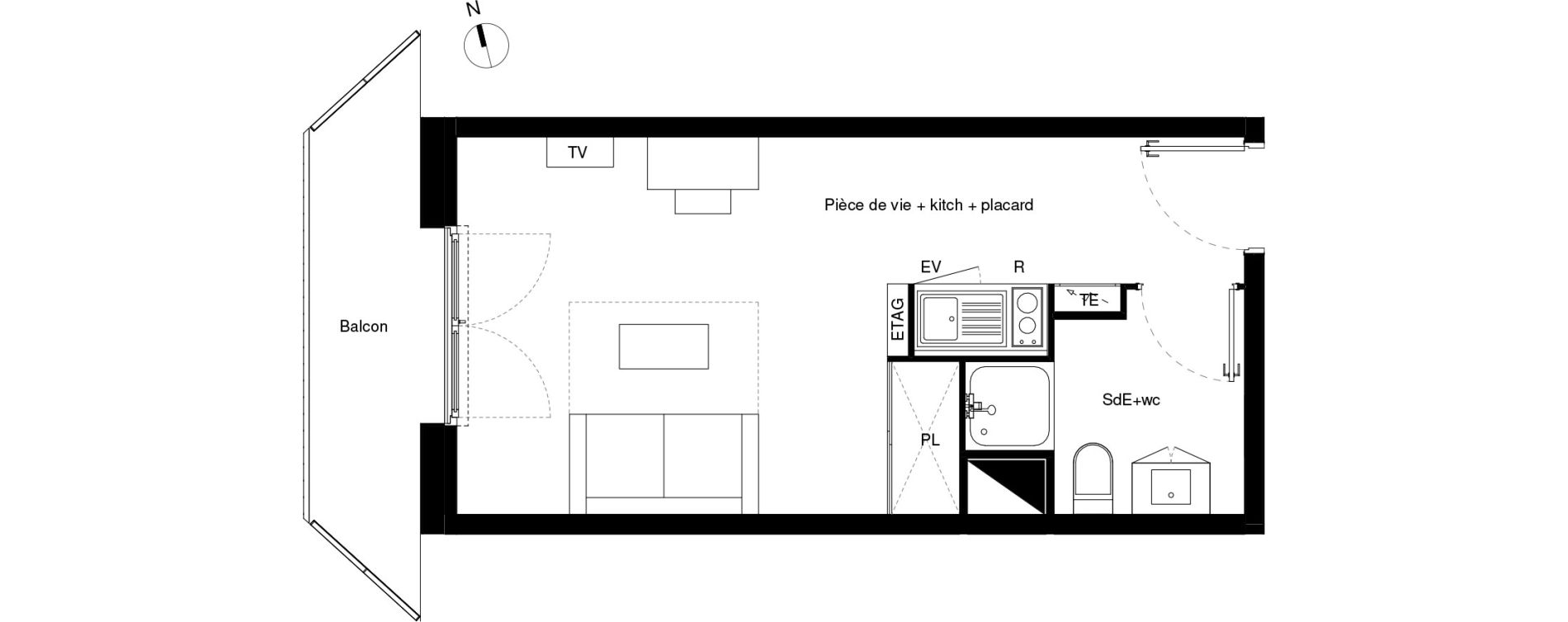 Appartement T1 de 23,25 m2 &agrave; Lormont La ramade