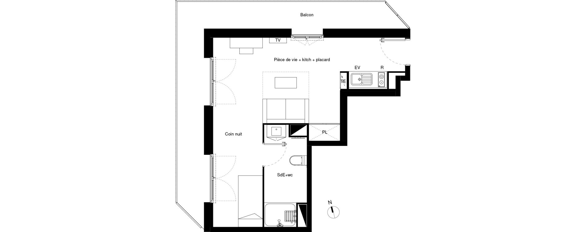Appartement T1 de 31,94 m2 &agrave; Lormont La ramade