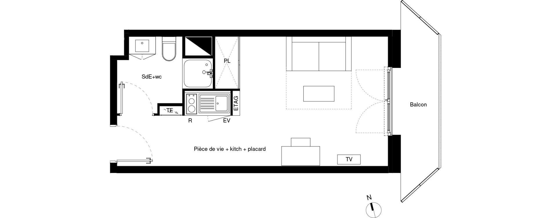 Appartement T1 de 23,08 m2 &agrave; Lormont La ramade
