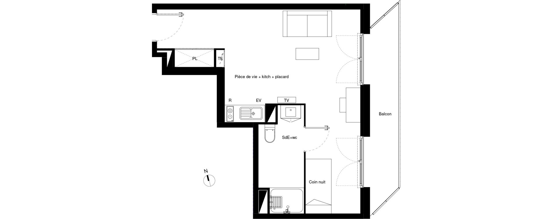 Appartement T1 de 33,21 m2 &agrave; Lormont La ramade