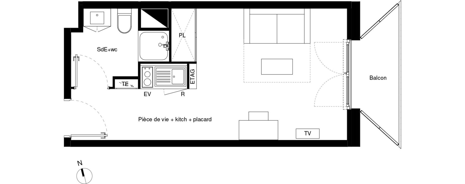 Appartement T1 de 23,03 m2 &agrave; Lormont La ramade