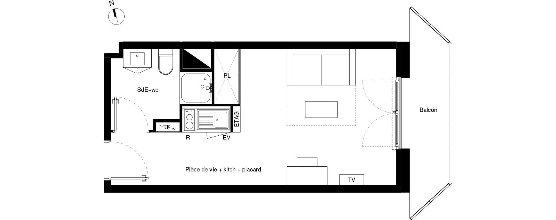 Appartement T1 de 23,16 m2 &agrave; Lormont La ramade