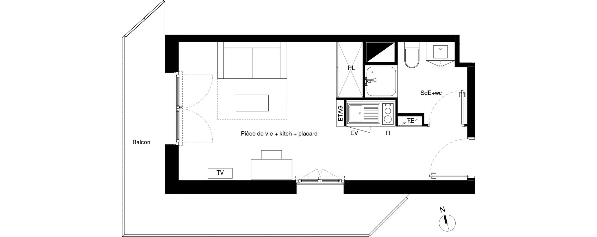 Appartement T1 de 23,05 m2 &agrave; Lormont La ramade