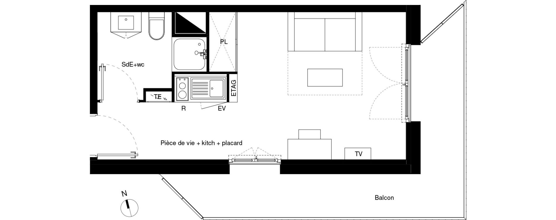 Appartement T1 de 23,23 m2 &agrave; Lormont La ramade