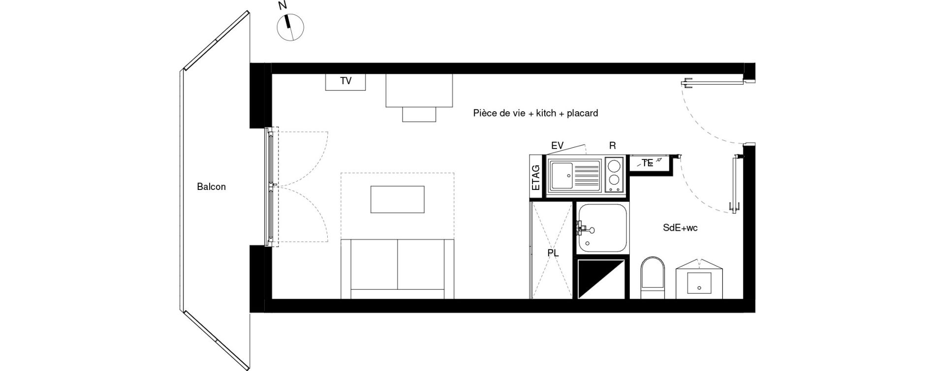 Appartement T1 de 23,10 m2 &agrave; Lormont La ramade