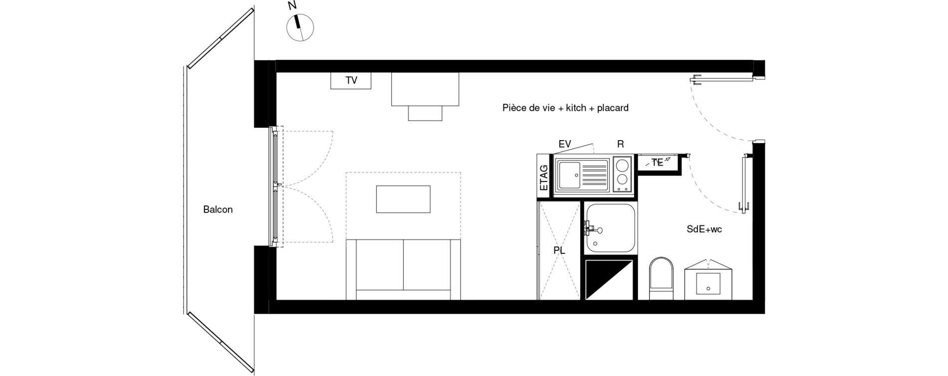 Appartement T1 de 23,12 m2 &agrave; Lormont La ramade