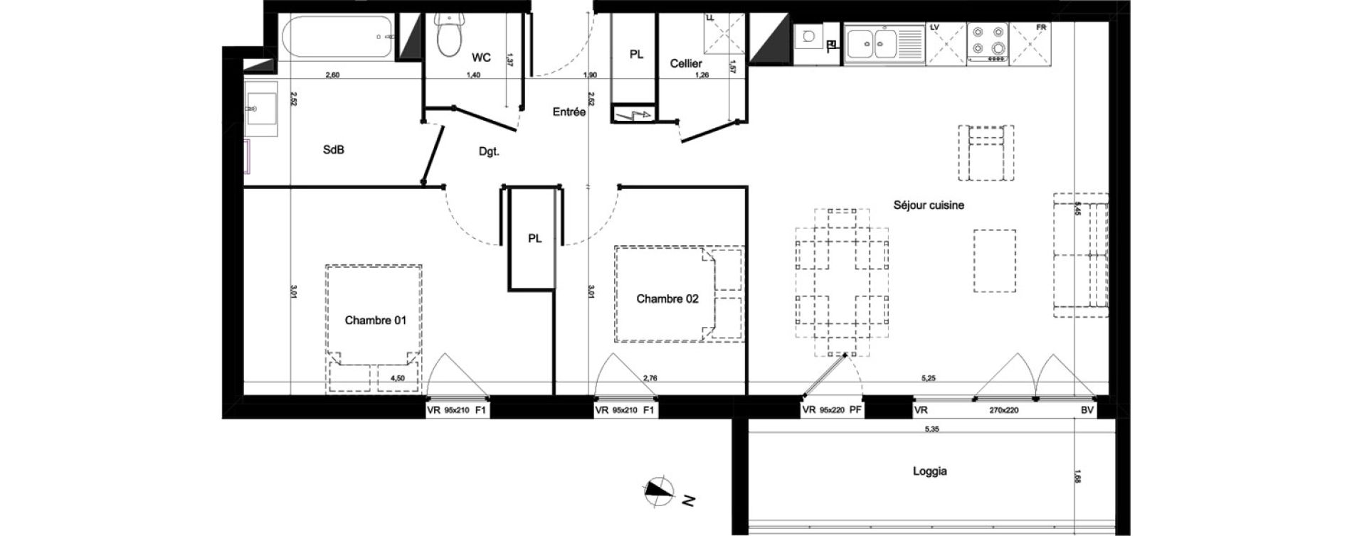 Appartement T3 de 67,05 m2 &agrave; Lormont Centre