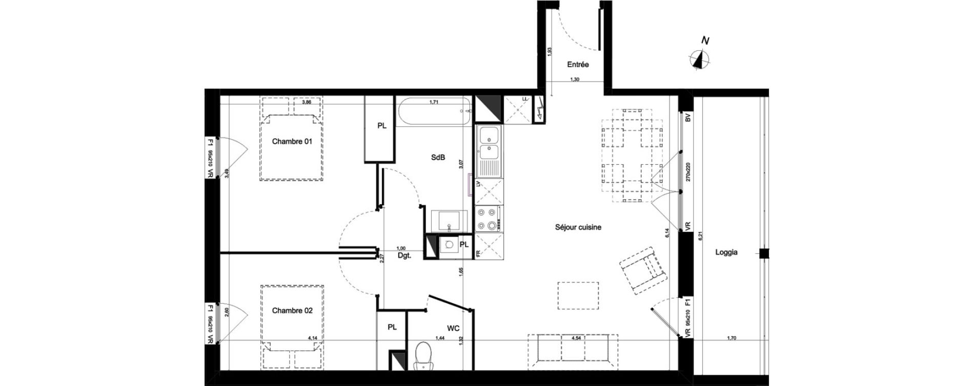 Appartement T3 de 63,40 m2 &agrave; Lormont Centre
