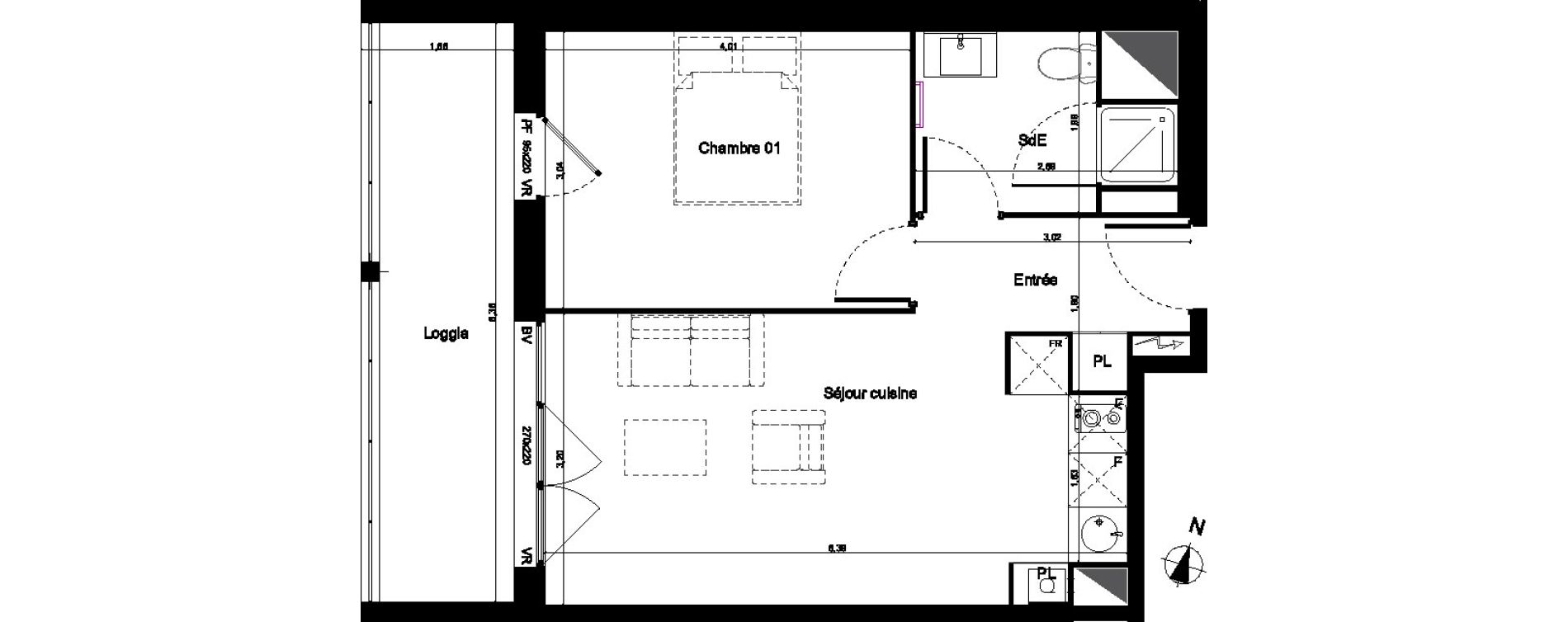Appartement T2 de 40,35 m2 &agrave; Lormont Centre