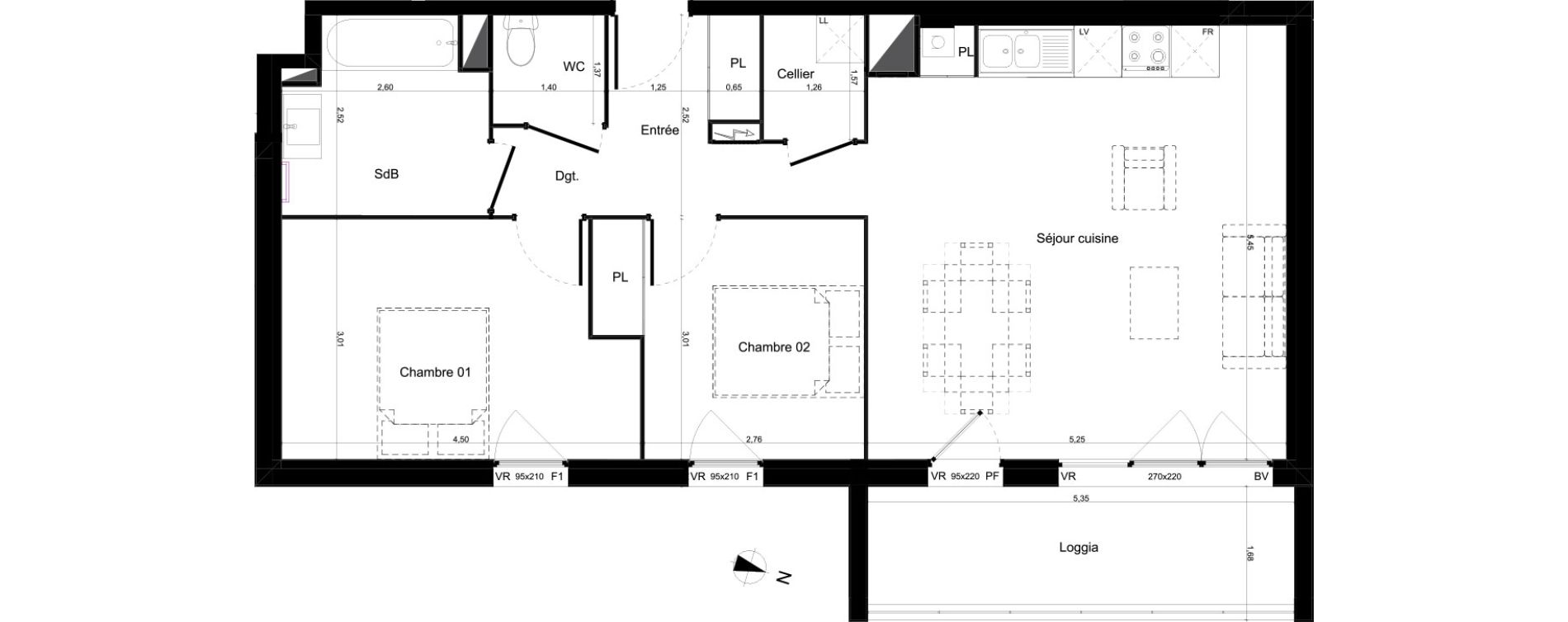 Appartement T3 de 67,05 m2 &agrave; Lormont Centre