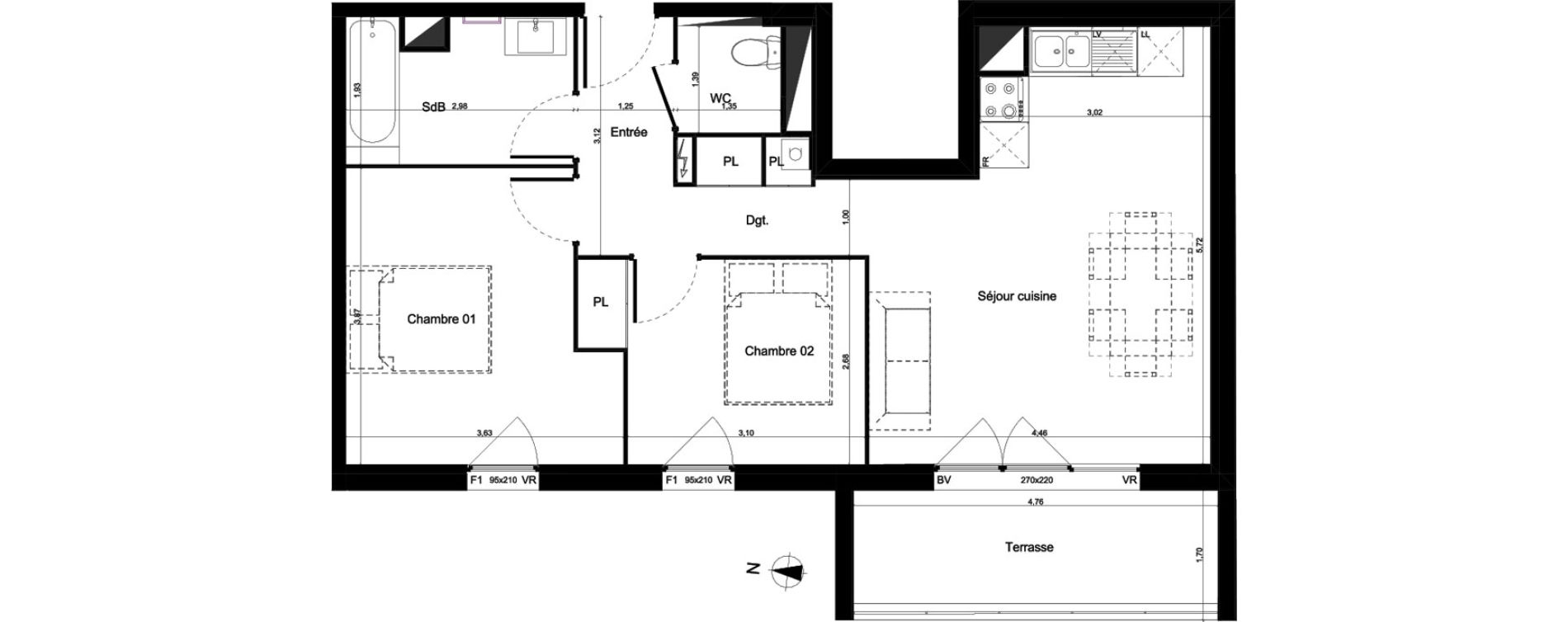 Appartement T3 de 58,40 m2 &agrave; Lormont Centre