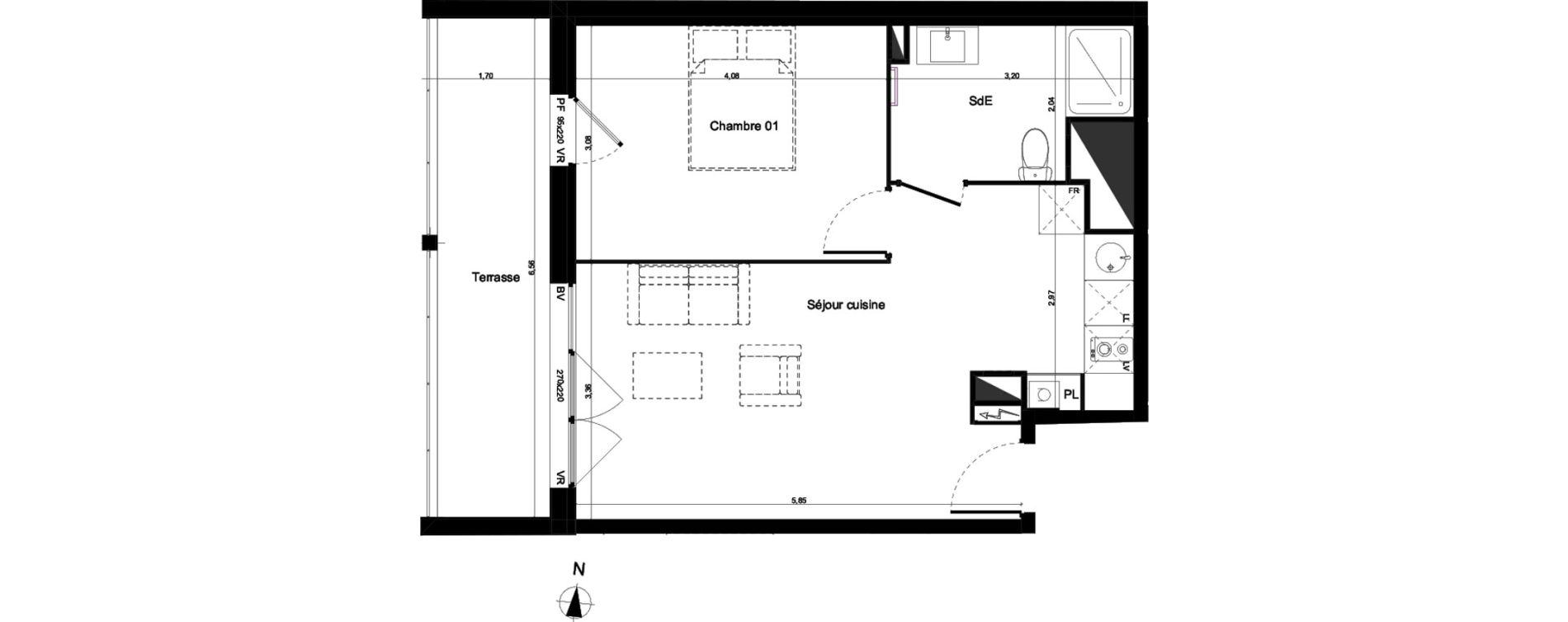 Appartement T2 de 43,20 m2 &agrave; Lormont Centre