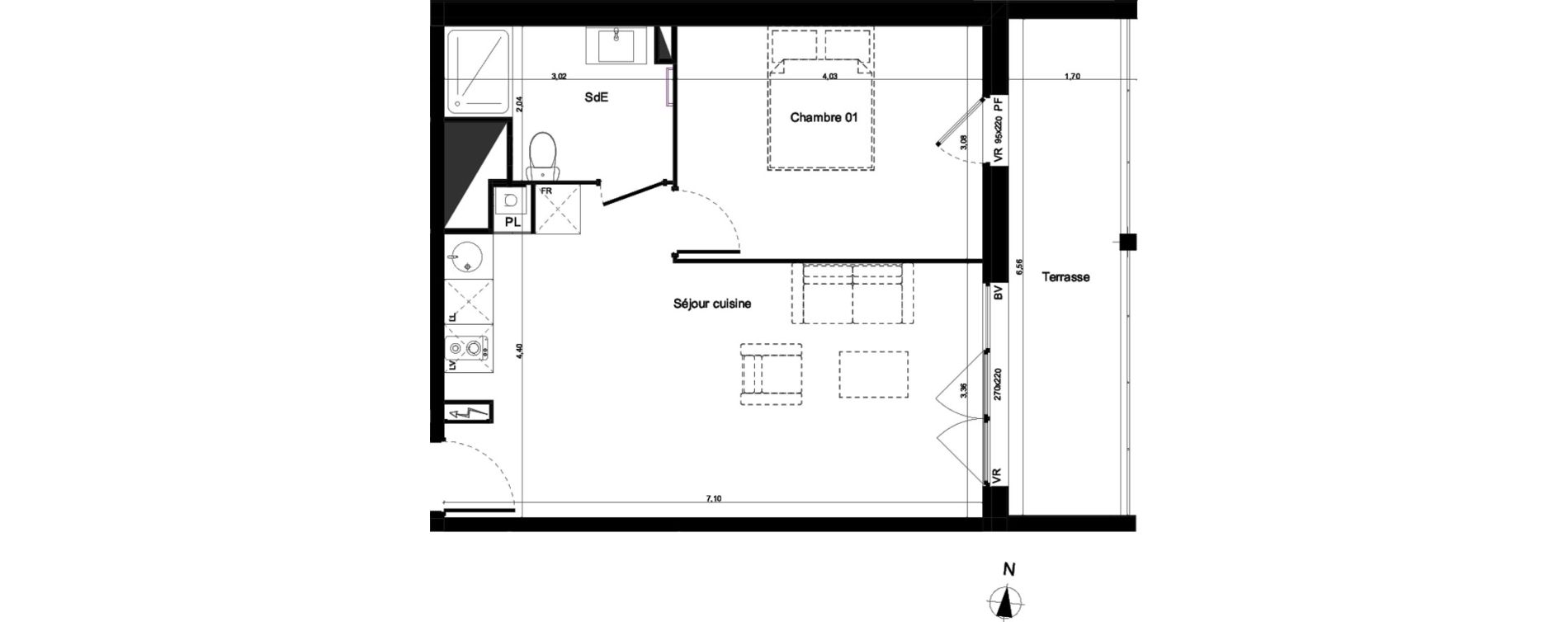 Appartement T2 de 44,05 m2 &agrave; Lormont Centre