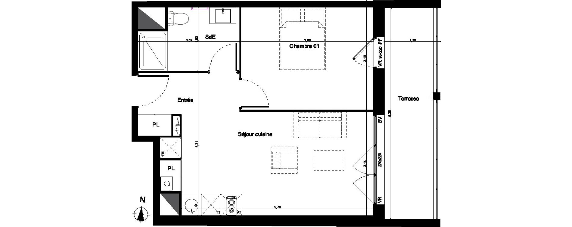 Appartement T2 de 41,15 m2 &agrave; Lormont Centre