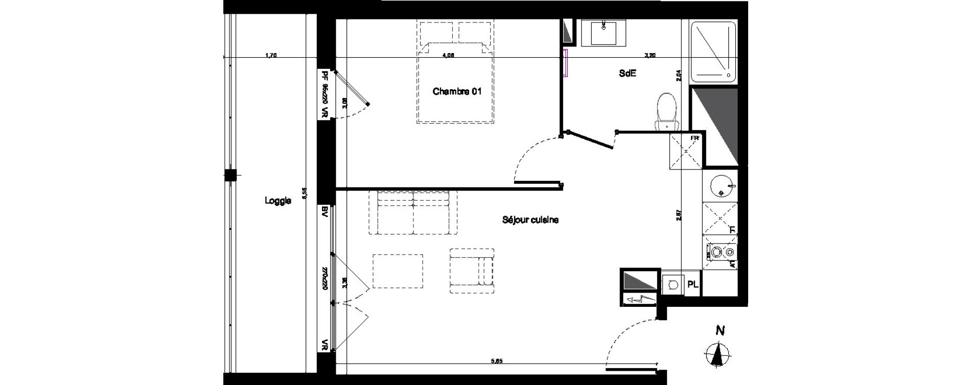 Appartement T2 de 43,20 m2 &agrave; Lormont Centre