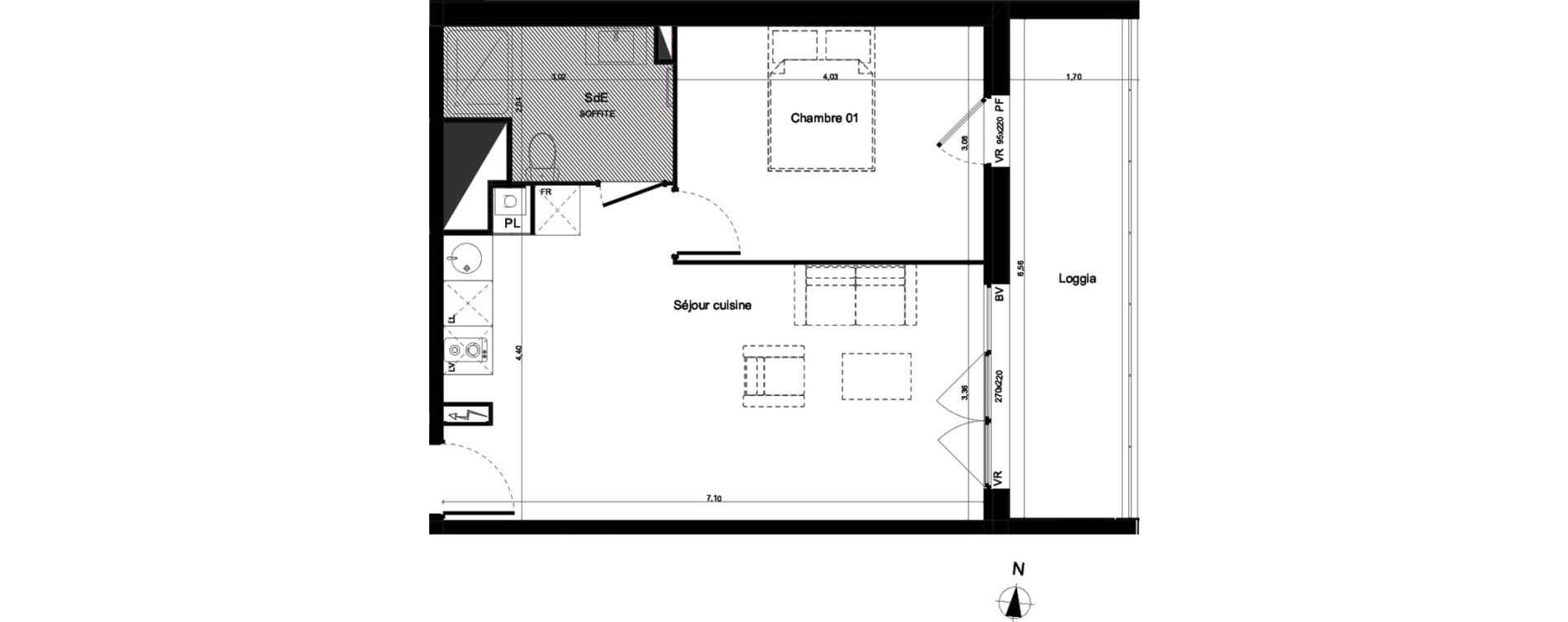 Appartement T2 de 44,05 m2 &agrave; Lormont Centre