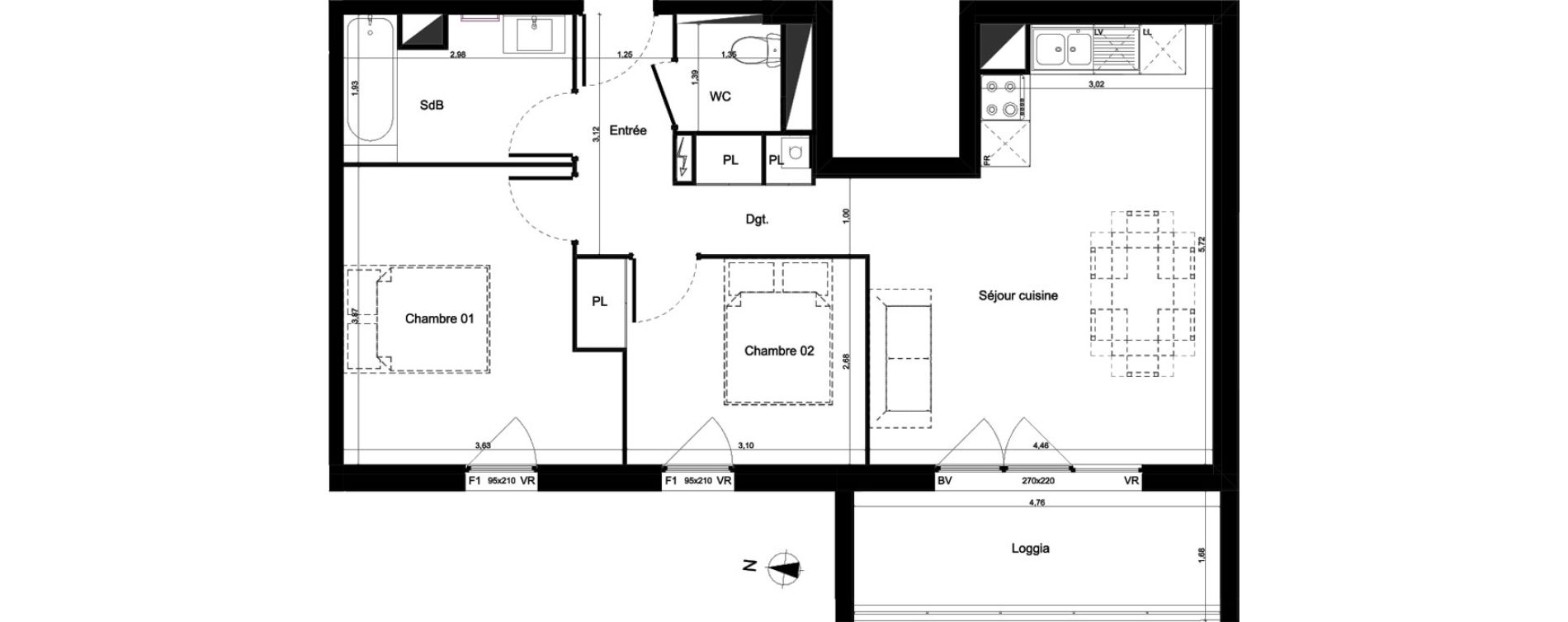 Appartement T3 de 58,40 m2 &agrave; Lormont Centre
