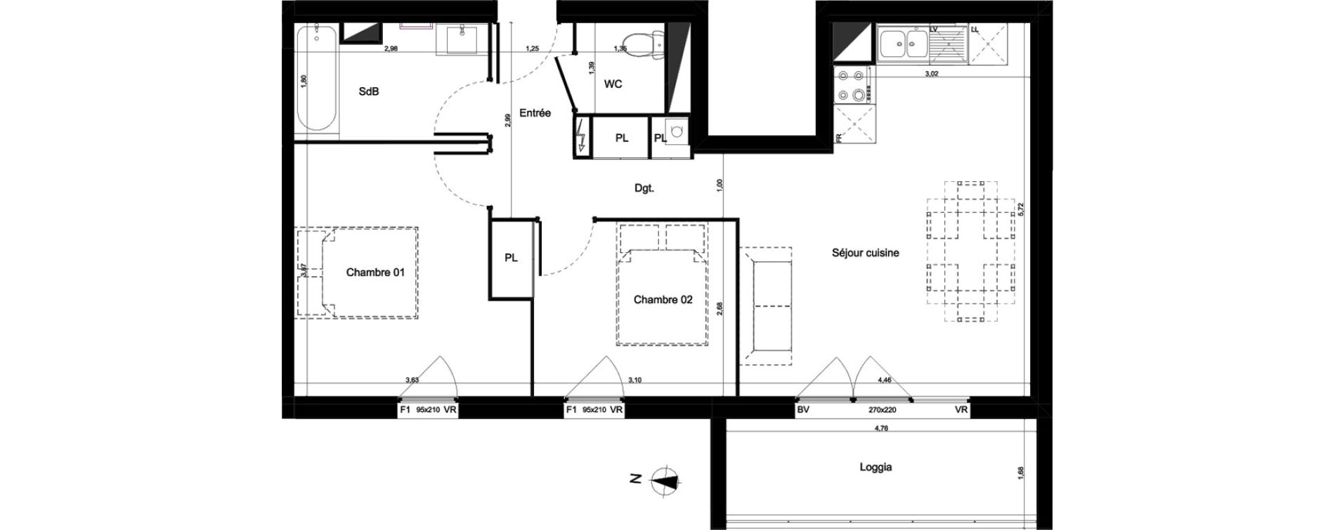 Appartement T3 de 57,85 m2 &agrave; Lormont Centre