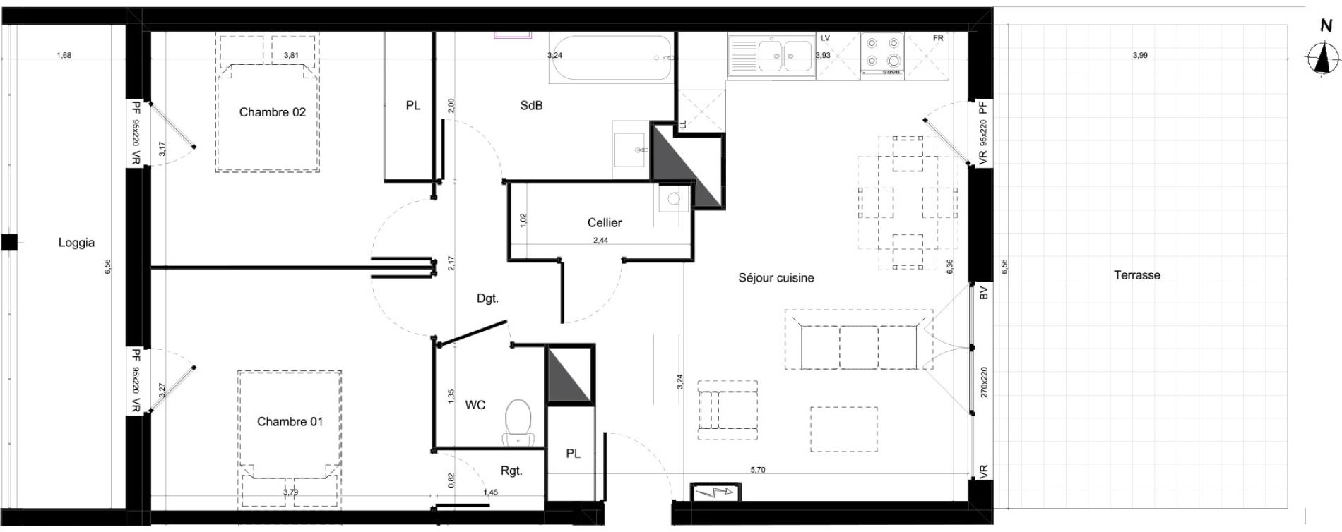 Appartement T3 de 68,50 m2 &agrave; Lormont Centre