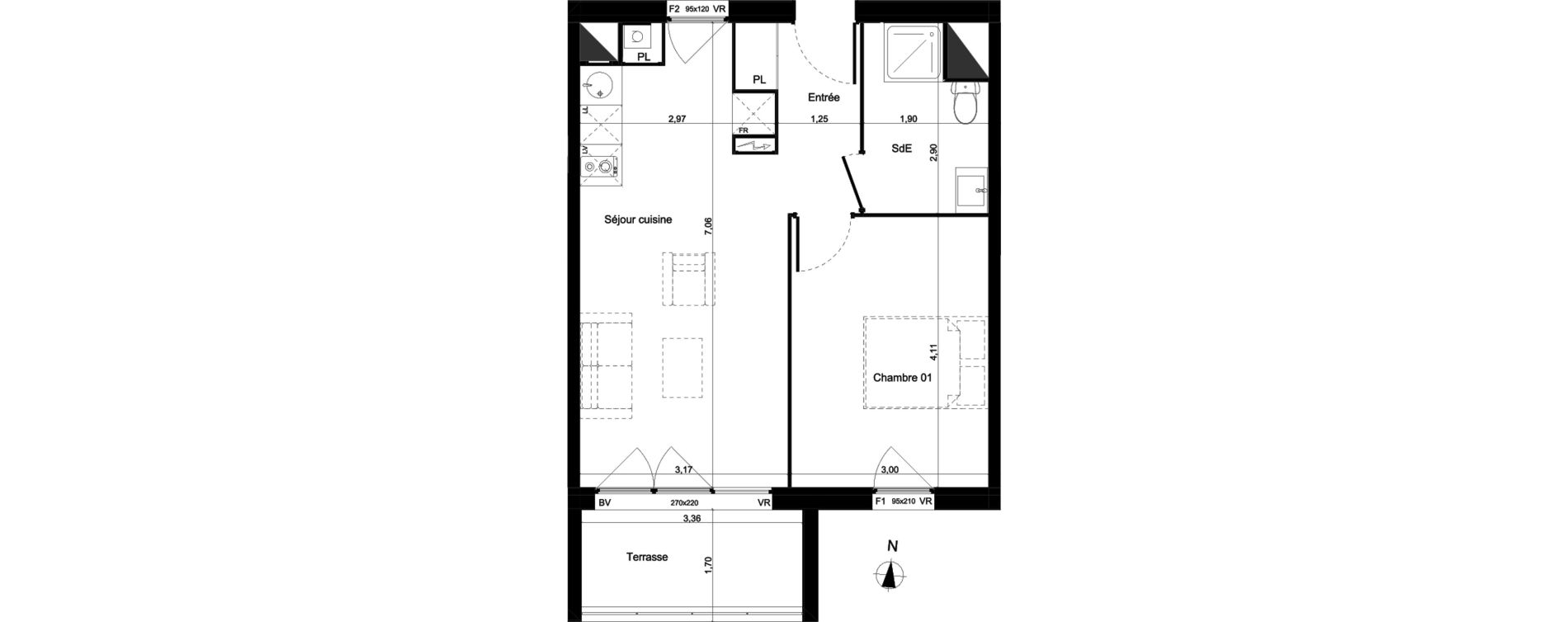 Appartement T2 de 41,75 m2 &agrave; Lormont Centre