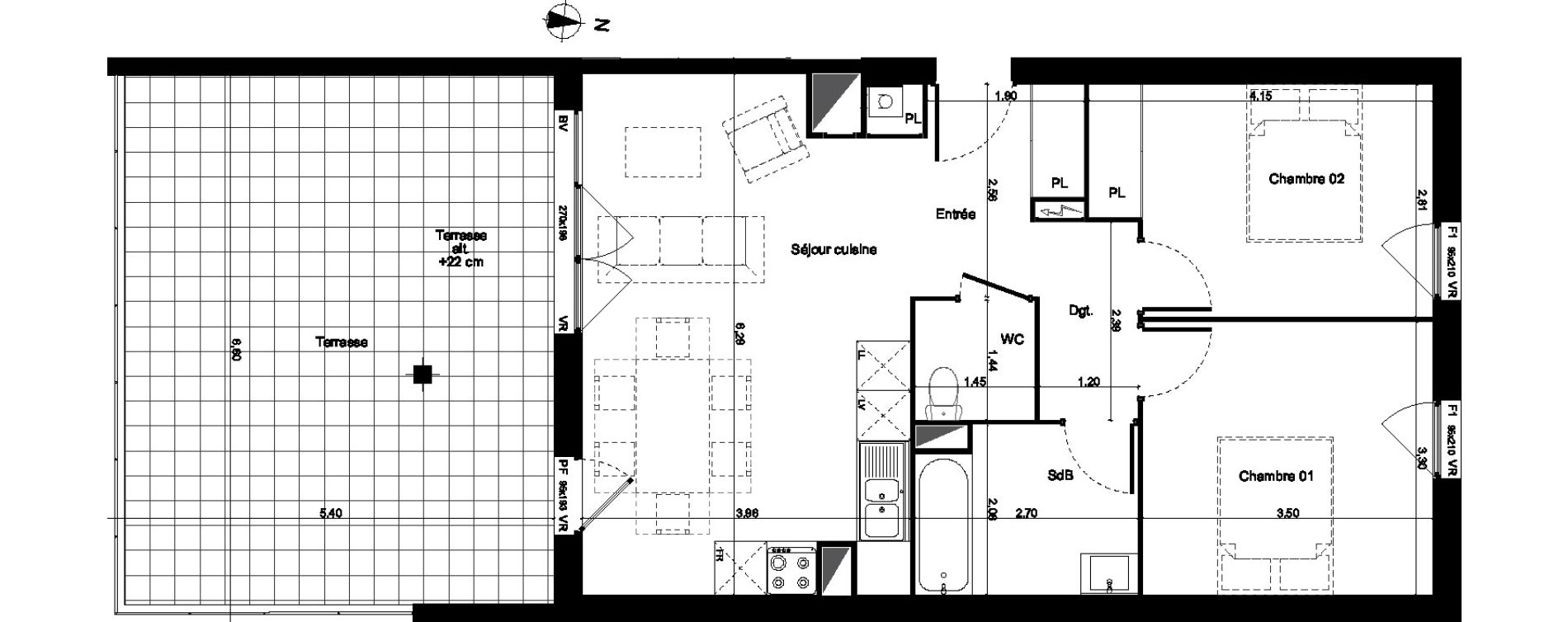 Appartement T3 de 61,30 m2 &agrave; Lormont Centre