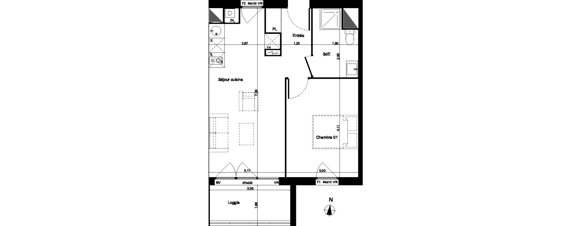 Appartement T2 de 41,75 m2 &agrave; Lormont Centre